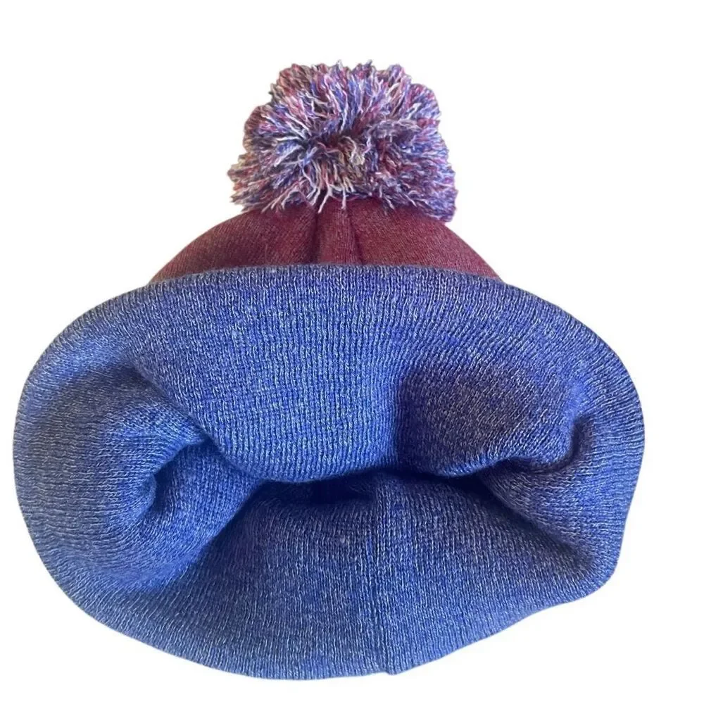 Verdict Knit Pom Beanie Red White Blue Stars NWOT